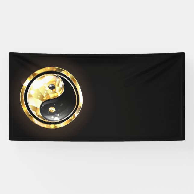Gold Yin Yang on black Banner (Horizontal)