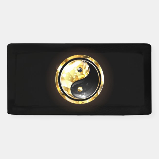 Gold Yin Yang on black Banner (Horizontal)