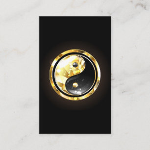 Gold Yin Yang on black Business Card