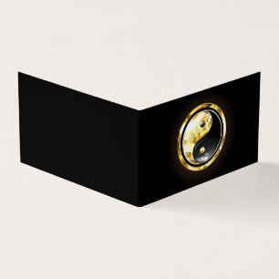 Gold Yin Yang on black Business Card