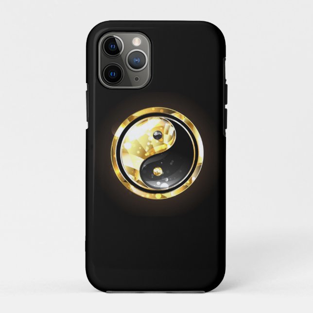 Gold Yin Yang on black Case-Mate iPhone Case (Back)