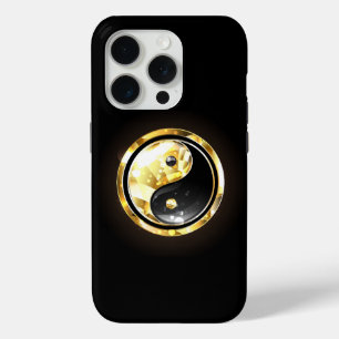 Gold Yin Yang on black iPhone 15 Pro Case