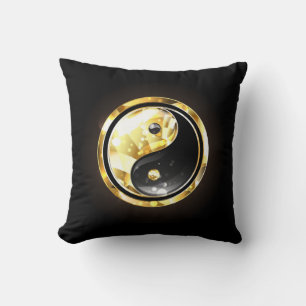 Gold Yin Yang on black Cushion