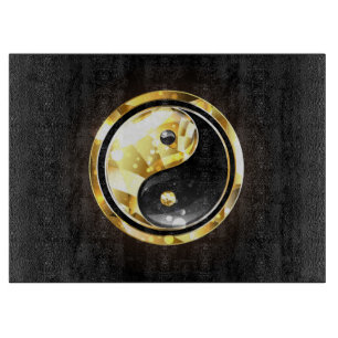Gold Yin Yang on black Cutting Board