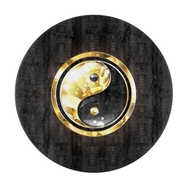 Gold Yin Yang on black Cutting Board (Front)