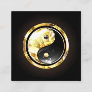 Gold Yin Yang on black Discount Card