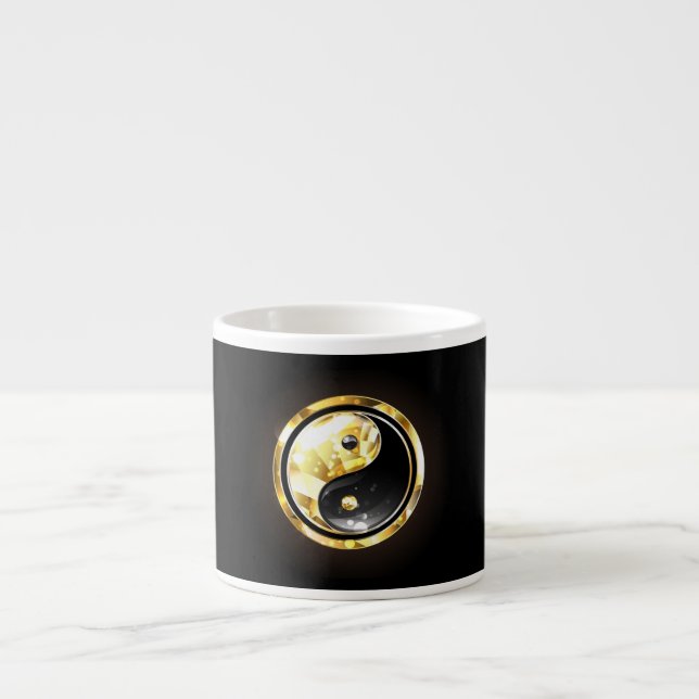 Gold Yin Yang on black Espresso Cup (Front)
