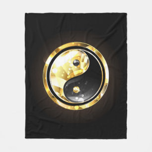 Gold Yin Yang on black Fleece Blanket
