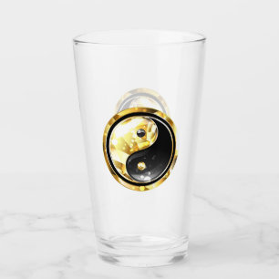 Gold Yin Yang on black Glass