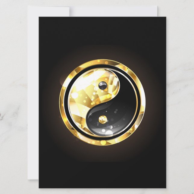 Gold Yin Yang on black Holiday Card (Front)