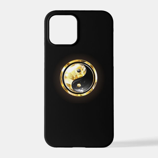 Gold Yin Yang on black iPhone Case (Back)
