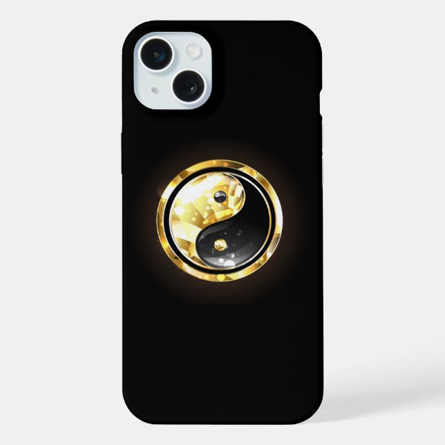 Gold Yin Yang on black iPhone Case (Back)