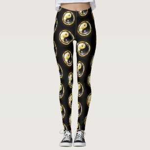 Gold Yin Yang on black Leggings