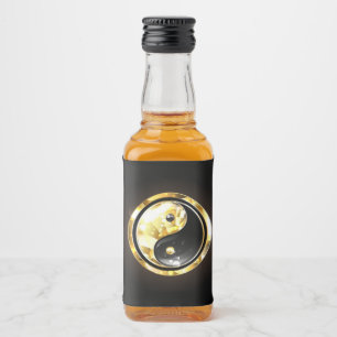 Gold Yin Yang on black Liquor Bottle Label