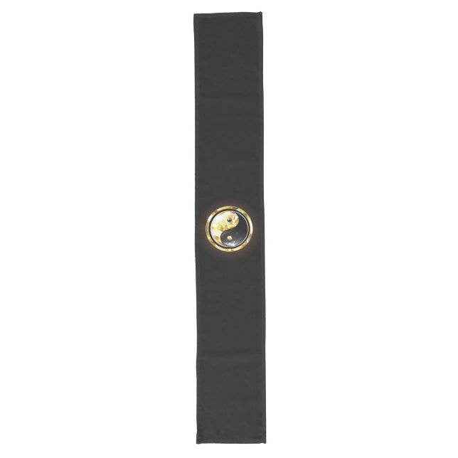 Gold Yin Yang on black Long Table Runner (Front)