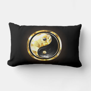 Gold Yin Yang on black Lumbar Cushion