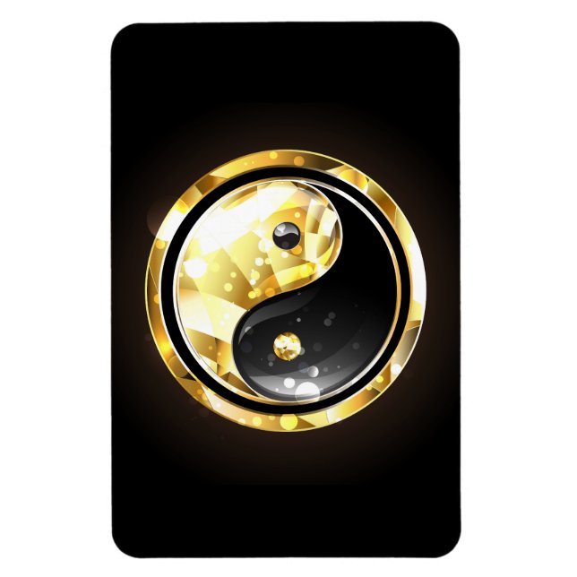 Gold Yin Yang on black Magnet (Vertical)