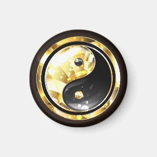 Gold Yin Yang on black Magnet