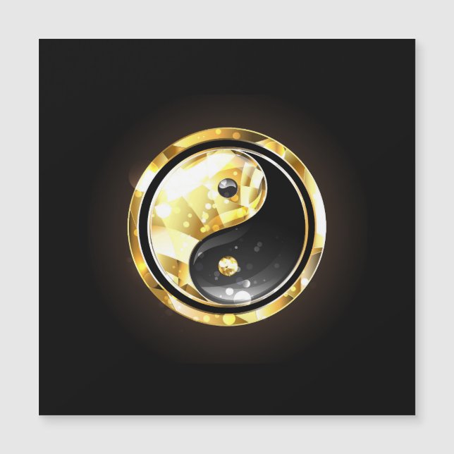 Gold Yin Yang on black Magnetic Invitation (Front)