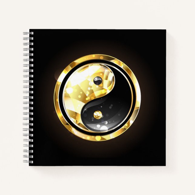 Gold Yin Yang on black Notebook (Front)