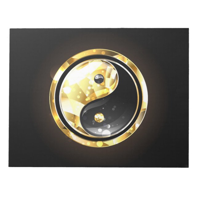 Gold Yin Yang on black Notepad (Front)