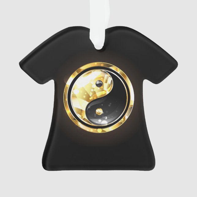 Gold Yin Yang on black Ornament (Front)
