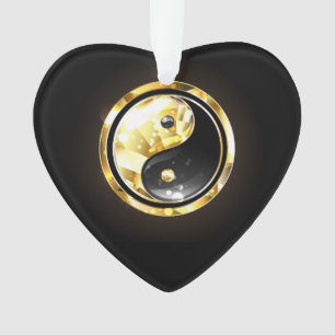 Gold Yin Yang on black Ornament