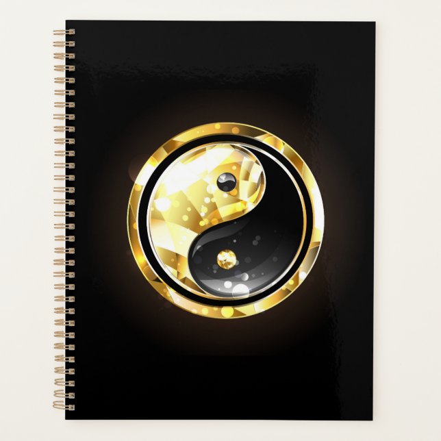 Gold Yin Yang on black Planner (Front)