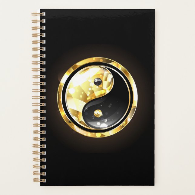 Gold Yin Yang on black Planner (Front)