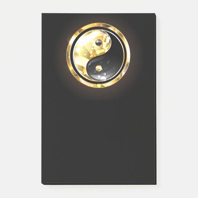 Gold Yin Yang on black Post-it Notes (Front)