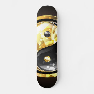 Gold Yin Yang on black Skateboard