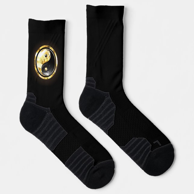 Gold Yin Yang on black Socks (Right)