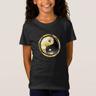Gold Yin Yang on black T-Shirt