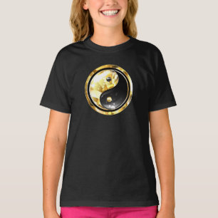 Gold Yin Yang on black T-Shirt