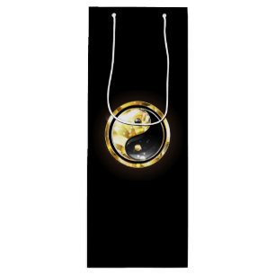 Gold Yin Yang on black Wine Gift Bag