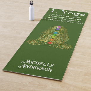 Gold Yoga Girl With Chakras Yoga Mat