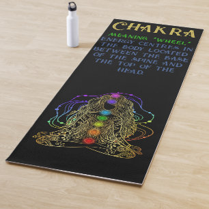Gold Yoga Girl with Colourful Chakra Energy Mat