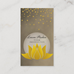 Gold Yoga Instructor Lotus Flower Holistic Business Card