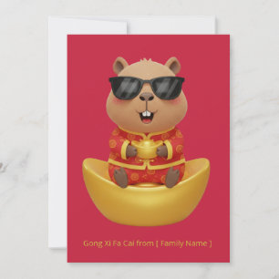 Gold Yuanbao Capybara Chinese New Year Prosperity Card