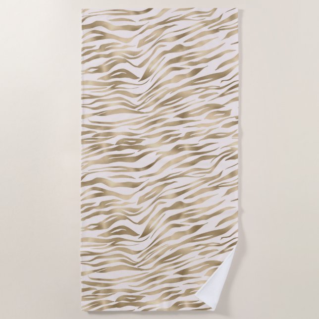 Gold Zebra Print Beach Towel (Front)
