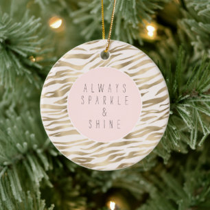 Gold Zebra Print Ceramic Tree Decoration