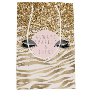 Gold Zebra Print Glitzy Eyes Medium Gift Bag