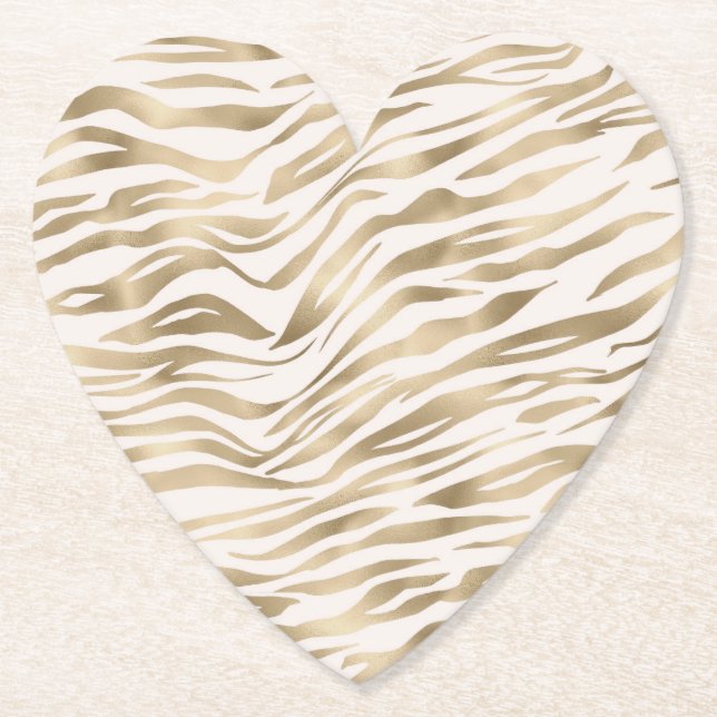 Gold Zebra Print Paper Coaster (Front)
