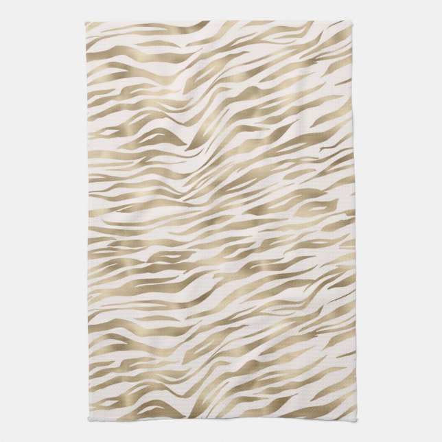 Gold Zebra Print Tea Towel (Vertical)