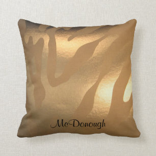 Gold Zebra Stripe Pattern Cushion