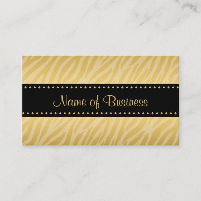 Gold Zebra Stripe Salon Business Card (Front)
