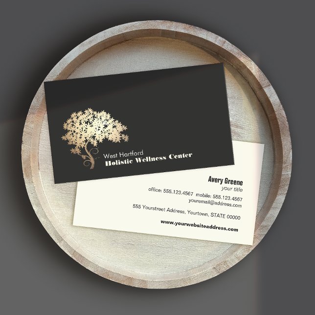 Gold Zen Tree Holistic and Alternative Health Business Card (Creator Uploaded)
