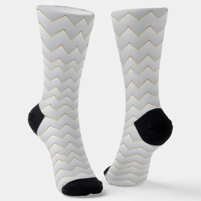Gold Zig Zag Chevron Socks (Angled)