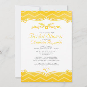 Gold Zigzag Bridal Shower Invitations