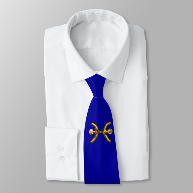GOLD ZODIAC BIRTHDAY JEWEL / PISCES Blue Tie (Tied)